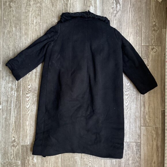 Vintage Michel Goma Coat Paris Black 50s Wool Button Down Coat Heavy‎ Lined - Picture 11 of 13